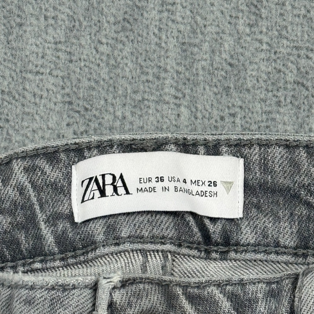 Zara Jeans Womens 4 Fit 26X32 Gray Washed Slim Straight Denim Casual‎ Mid Rise - Picture 3 of 12